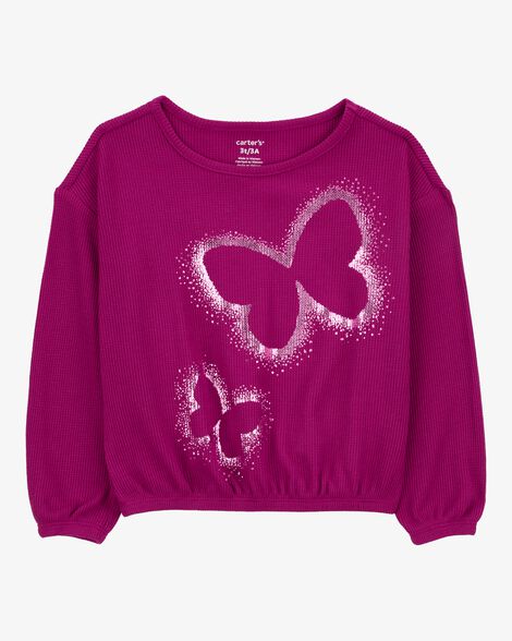 CAMISETA MANGA LONGA CARTER'S - ROSA BORBOLETA - MENINA