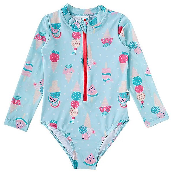 MAIÔ MODA PRAIA TIP TOP TODDLER - SORVETINHO - PROTEÇÃO UV50+ - MENINA