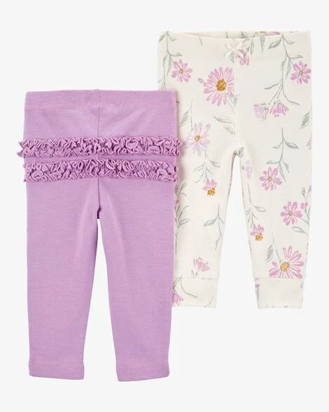 KIT 2 CALÇAS CARTER'S - FLORAL LILÁS - MENINA