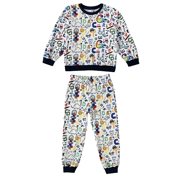 PIJAMA MOLETINHO TIP TOP - ANIMAIS E LETRAS - MENINO