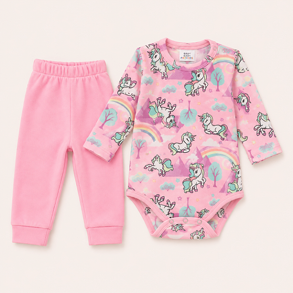 PIJAMA 2 PEÇAS SOFT PETTENATI FOFOTINHOS - UNICÓRNIO ROSA NEON - MENINA