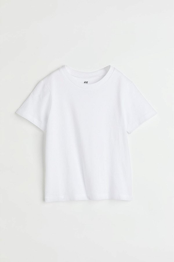 CAMISETA MANGA CURTA H&M KIDS - BRANCO BASICO - MENINO