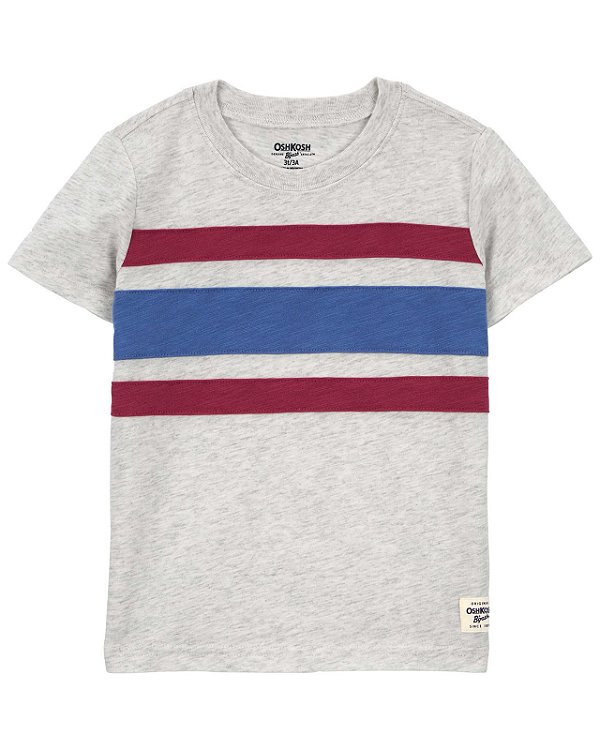 CAMISETA MANGA CURTA OSHKOSH - LISTRAS AZUL E VERMELHO - MENINO