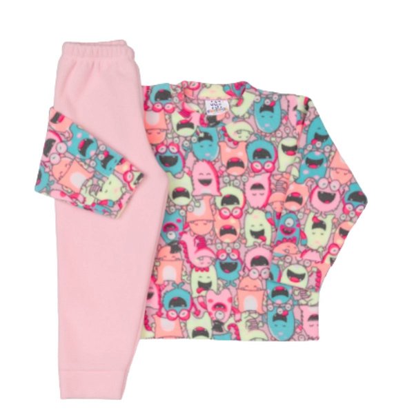 PIJAMA TÉRMICO SOFT 2 PEÇAS PETTENATI FOFOTINHOS - MONSTRINHOS ROSA NEON - MENINA
