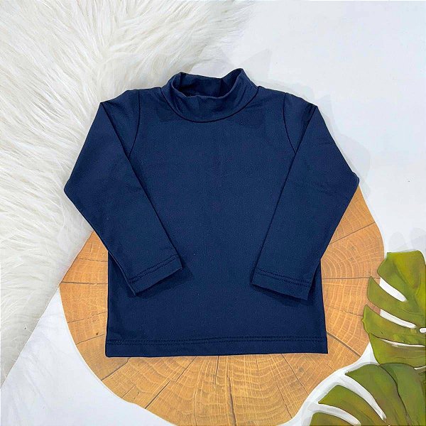 CAMISETA TÉRMICA GOLA ALTA MANGA LONGA COMFORT FOFOTINHOS - AZUL MARINHO - UNISSEX