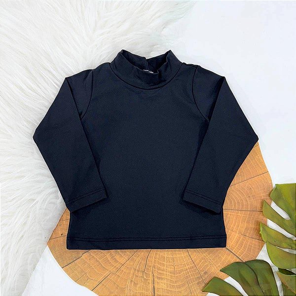 CAMISETA TÉRMICA GOLA ALTA MANGA LONGA COMFORT FOFOTINHOS - PRETO - UNISSEX