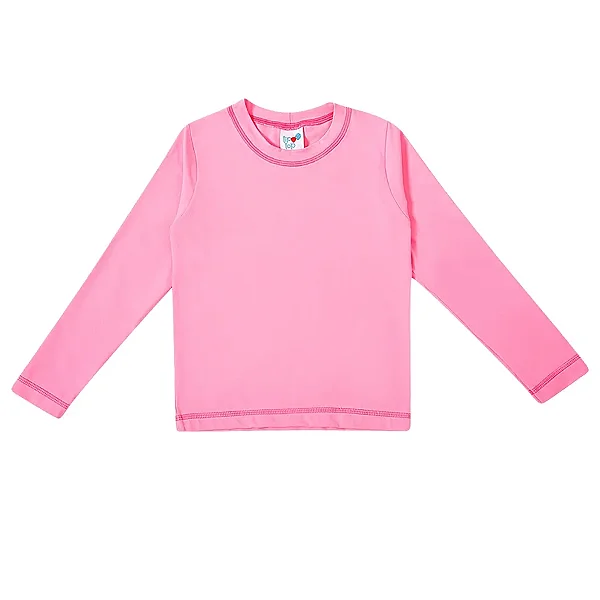 CAMISETA MODA PRAIA TIP TOP KIDS - ROSA FLUOR - PROTEÇÃO +50UV - MENINA