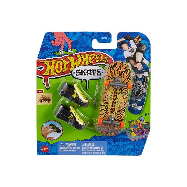 MINI SKATE DE DEDO HOT WHEELS - TÊNIS PRETO E AMARELO - MENINO