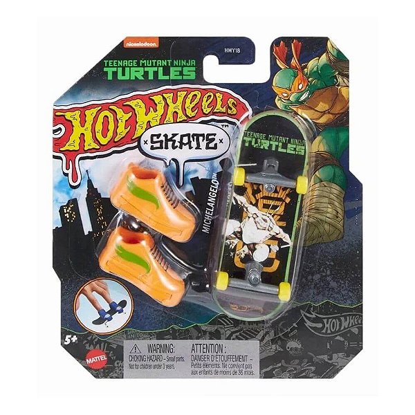 MINI SKATE DE DEDO HOT WHEELS - TÊNIS LARANJA E VERDE - MENINO