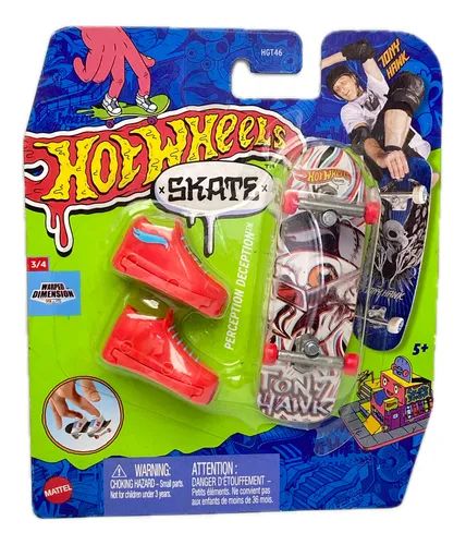 MINI SKATE DE DEDO - TÊNIS VERMELHO COM AZUL -  HOT WHEELS