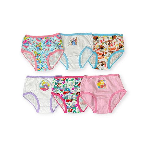 KIT 6 CALCINHAS HANDCRAFT - PRINCESAS DISNEY - MENINA