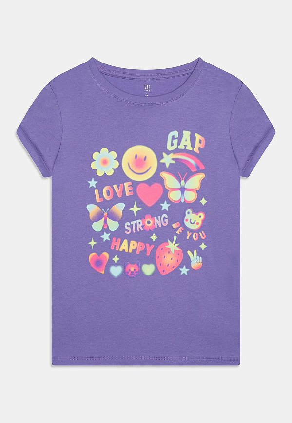 CAMISETA MANGA CURTA GAP - SMILE LILÁS - MENINA