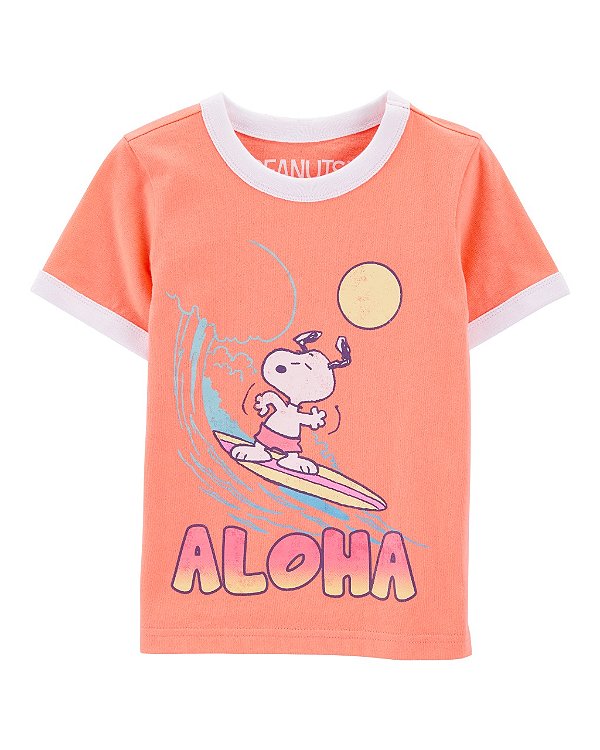 CAMISETA MANGA CURTA OSHKOSH - SNOOPY CORAL - MENINO
