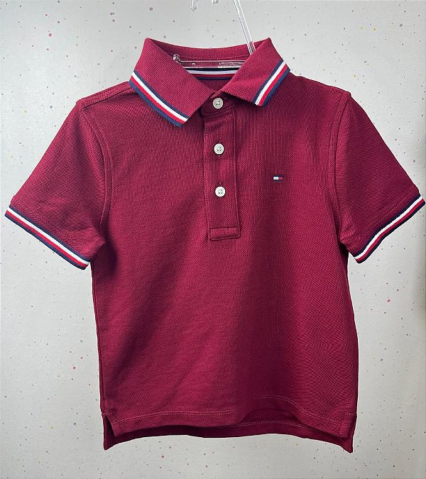 CAMISETA MANGA CURTA POLO TOMMY HILFIGER - MARSALA - MENINO