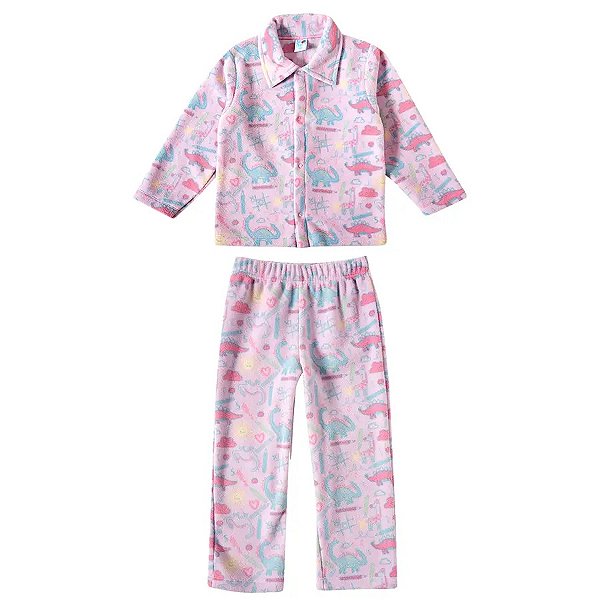PIJAMA FLEECE 2 PEÇAS TIP TOP TODDLER - DINO ROSA - MENINA