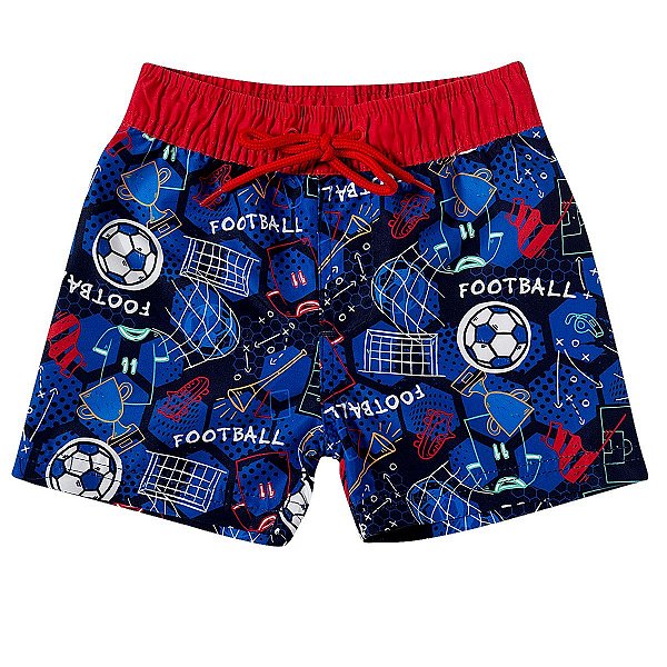 BERMUDA MODA PRAIA TIP TOP TODDLER -  FOOTBALL- PROTEÇÃO UV50+  - MENINO