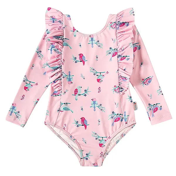 MODA PRAIA MAIÔ TIP TOP TODDLER - PASSARINHO - PROTEÇÃO UV50+ - MENINA