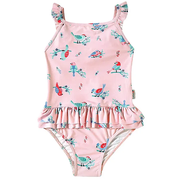 MODA PRAIA MAIÔ TIP TOP TODDLER- PASSARINHO - PROTEÇÃO UV50+ - MENINA
