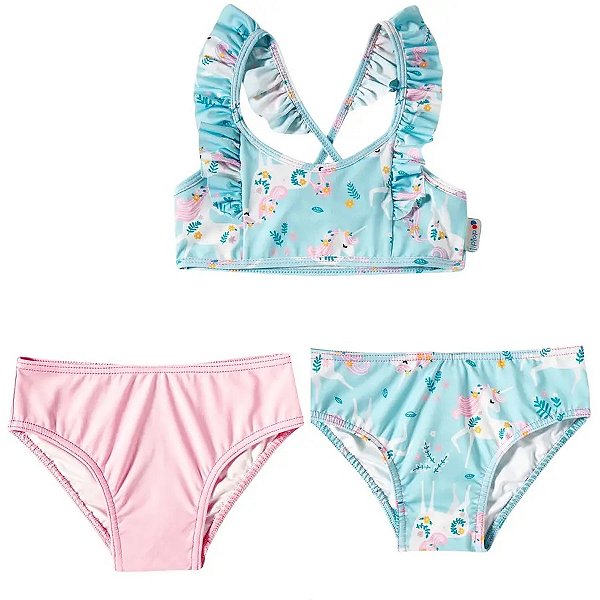 MODA PRAIA TIP TOP - KIDS-  UNICORNIO- PROTEÇÃO UV50+ - MENINA