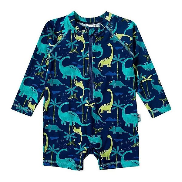 MODA PRAIA TIP TOP TODDLER - DINO AZUL - PROTEÇÃO UV50+ - MENINO