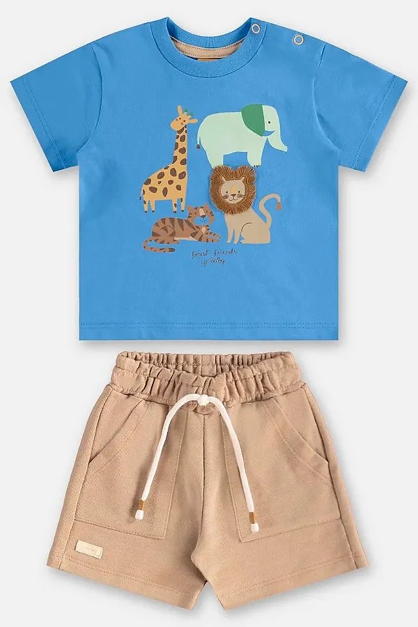 CONJUNTO VERÃO 2 PEÇAS UP BABY - ZOO AZUL - MENINO