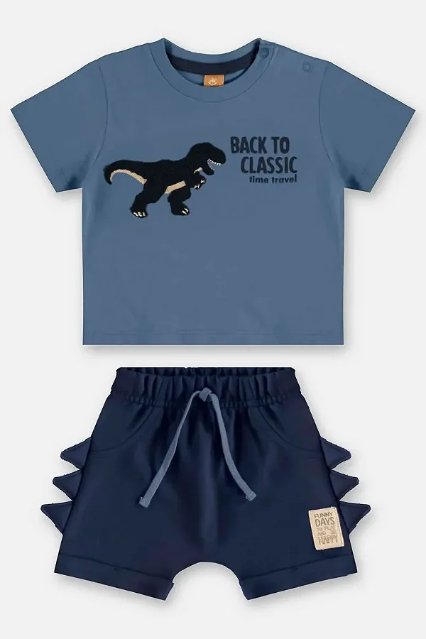 CONJUNTO VERÃO 2 PEÇAS UP BABY - DINO AZUL - MENINO