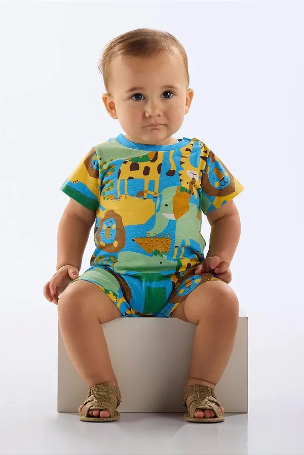 MACACÃO ROMPER UP BABY - ZOO - MENINO