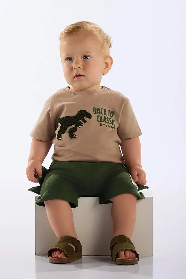 CONJUNTO VERÃO 2 PEÇAS UP BABY - DINO VERDE  - MENINO