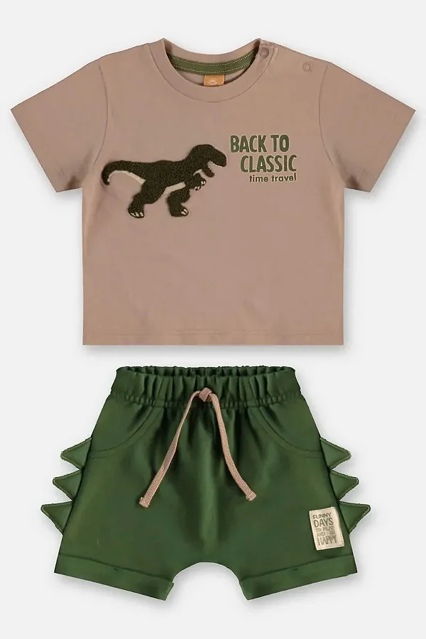 CONJUNTO VERÃO 2 PEÇAS UP BABY - DINO VERDE - MENINO