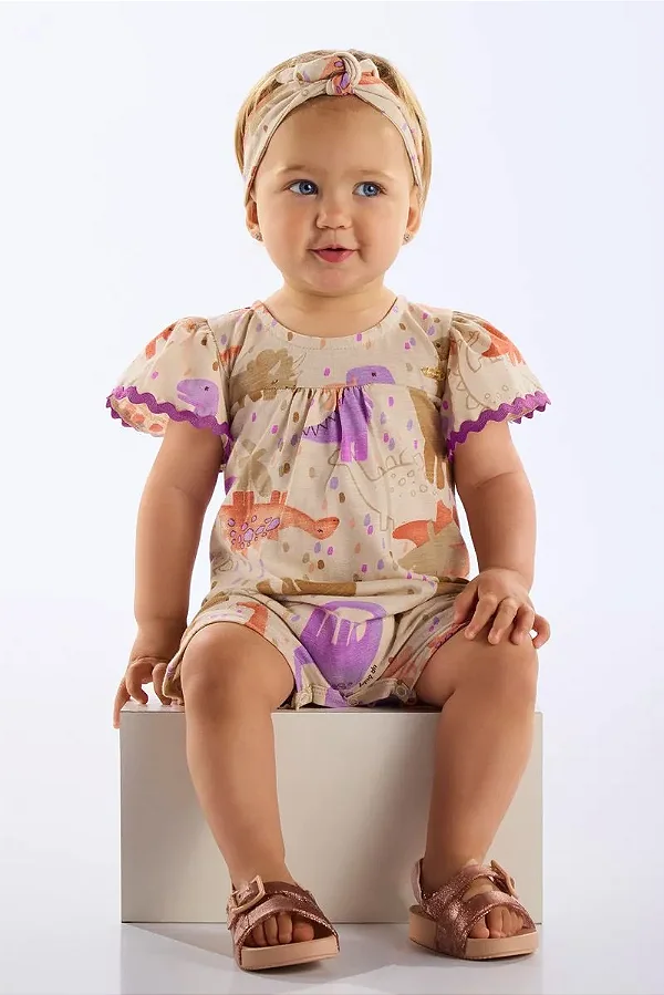 MACAÇÃO ROMPER UP BABY - DINO - MENINA