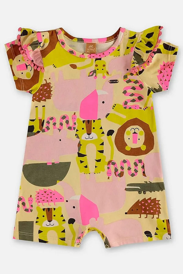 MACACÃO ROMPER UP BABY - ZOO ROSA - MENINA