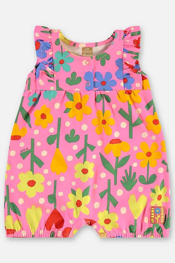 MACACÃO ROMPER UP BABY - FLORZINHAS  - MENINA