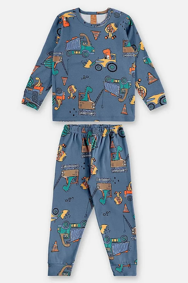 PIJAMA 2 PEÇAS UP BABY KIDS - DINO CONSTRUÇÃO - MENINO