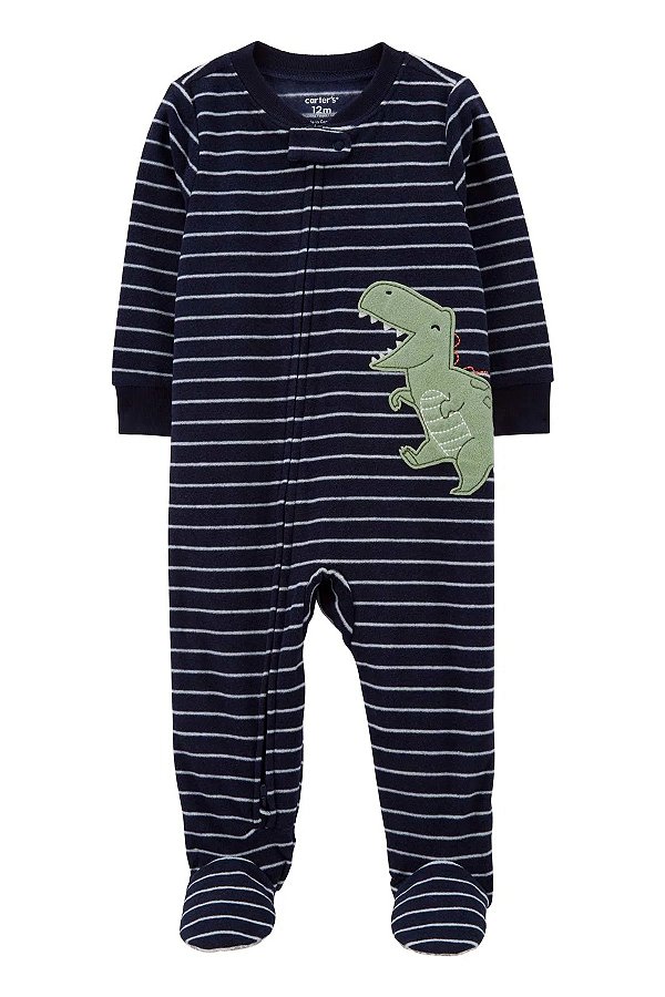 MACACÃO FLEECE CARTER'S - DINO AZUL LISTRADO - MENINO