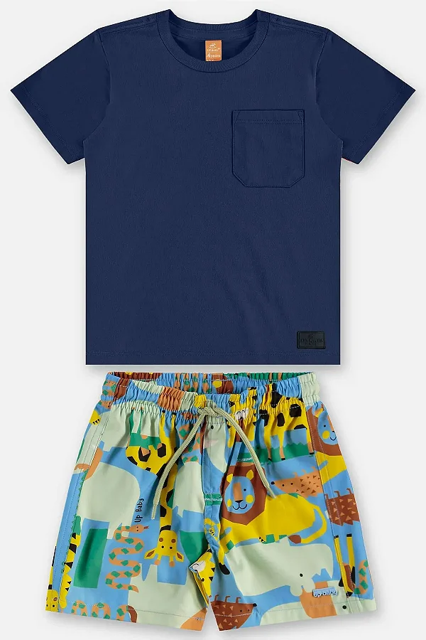 CONJUNTO VERÃO 2 PEÇAS UP BABY KIDS - ZOO - MENINO