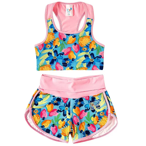 CONJUNTO FITNESS 2 PEÇAS TIP TOP - CAJU - PROTEÇÃO 50+ MENINA