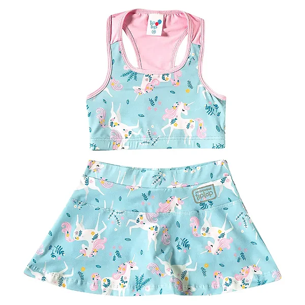 CONJUNTO  FITNESS TIP TOP KIDS - UNICÓRNIO - PROTEÇÃO 50+ - MENINA