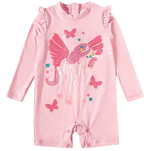 MODA PRAIA MACAÇÃO TIP TOP TODDLER - UNICÓRNIO - PROTEÇÃO UV50+ - MENINA