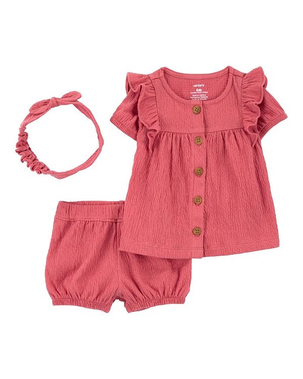 CONJUNTO VERÃO 3 PEÇAS CARTER'S - SALMÃO - MENINA