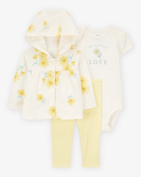 CONJUNTO 3 PEÇAS CARTER'S - FLORAL AMARELO - MENINA