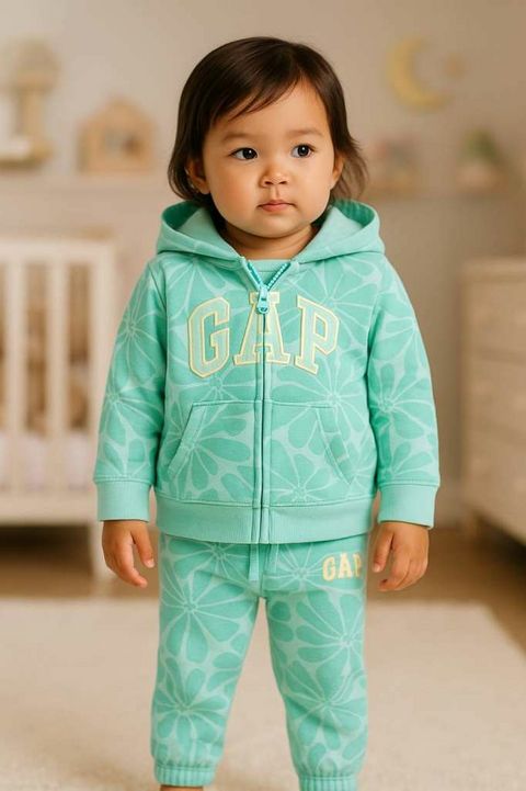 CONJUNTO FLANELADO 2 PEÇAS GAP - FLORAL VERDE - MENINA