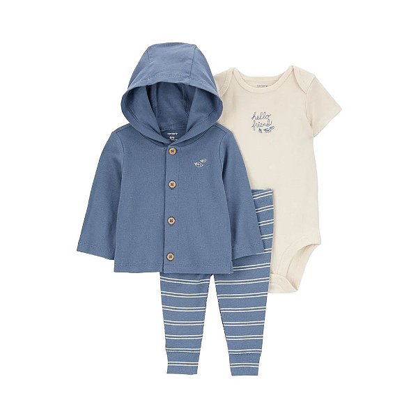CONJUNTO 3 PEÇAS CARTER'S - FOLHINHAS - MENINO