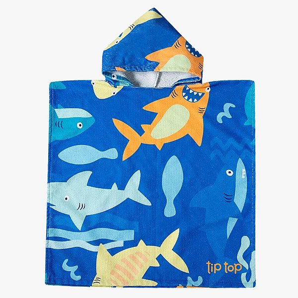 PONCHO DE BANHO TIP TOP KIDS - TUBARÃO - MENINO (TAM ÚNICO RECOMENDADO DE 4-10 ANOS)
