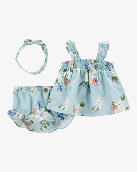 CONJUNTO VERÃO 3 PEÇAS CARTER'S - FLOWERS - MENINA