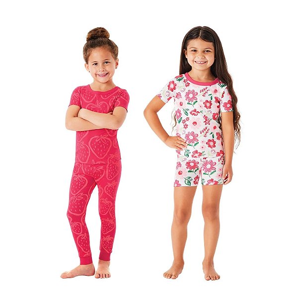 PIJAMA 4 PEÇAS MEMBER'S MARK - MORANGO E FLORES - MENINA