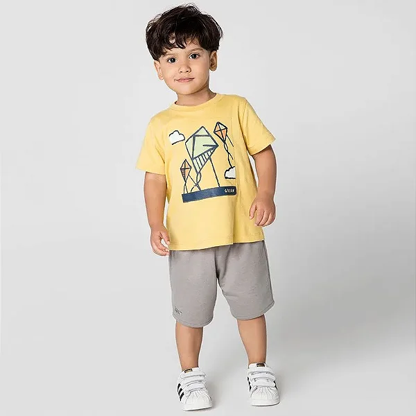 CONJUNTO VERÃO 2 PEÇAS GREEN KIDS - PIPA AMARELO - MENINO