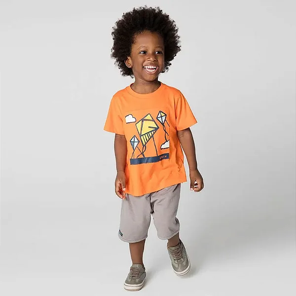 CONJUNTO VERÃO 2 PEÇAS GREEN KIDS - PIPA LARANJA - MENINO