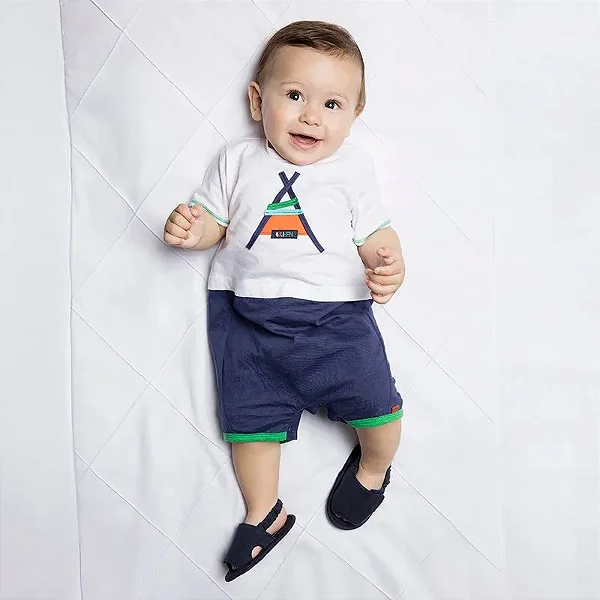 MACACÃO ROMPER GREEN BABY - BRINCADEIRA AZUL - MENINO