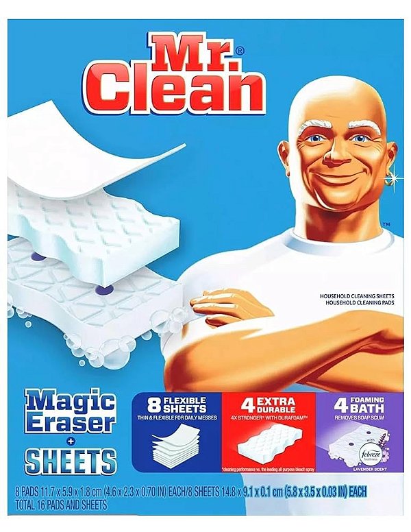 KIT MR. CLEAN MAGIC ERASER – ESPONJAS + LENÇOS – 16 UNIDADES