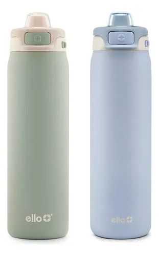 KIT 2 GARRAFAS ELLO - FLIP TO FILL, POP TO DRINK - AÇO INOXIDÁVEL - 651ML